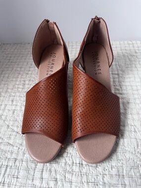 Journee Collection Tan/Brown Perforated Open Toe Sandals